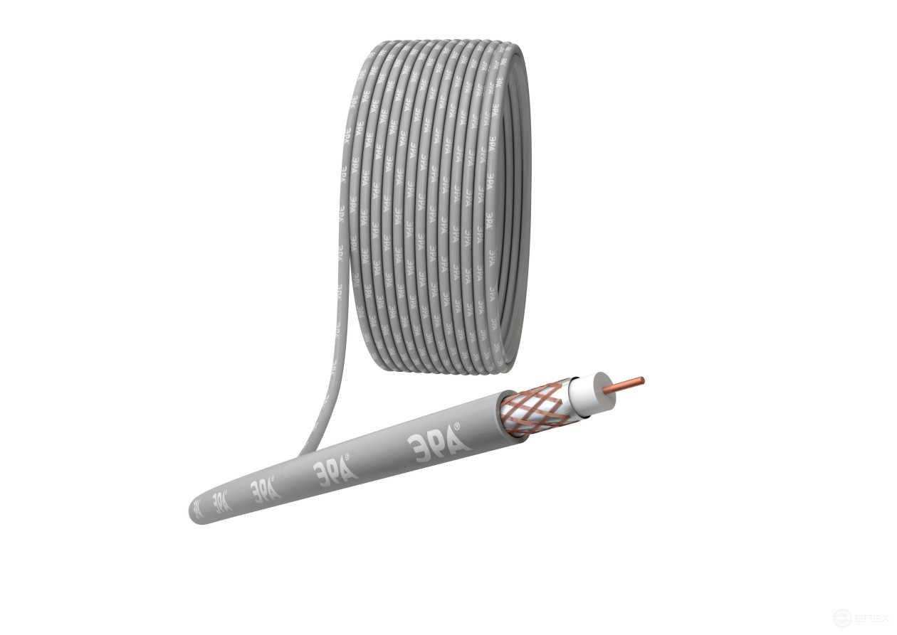 R-64-HF100 ERA Coaxial Cable RG-6U, 75 ohms, Cu/(Cu 64% braid), ng(A)HF, color gray, 100 m bay