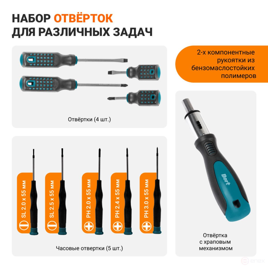 Набор ручного инструмента BORT BTK-168