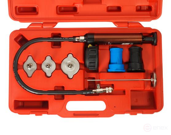 Набор инструментов для тестирования герметичности системы охлаждения 7 предметов в кейсе JTC