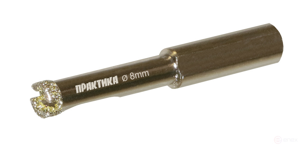 Коронка алмазная ПРАКТИКА "Профи" по керамограниту/керамике 8х65мм (1шт) блистер (917-514)