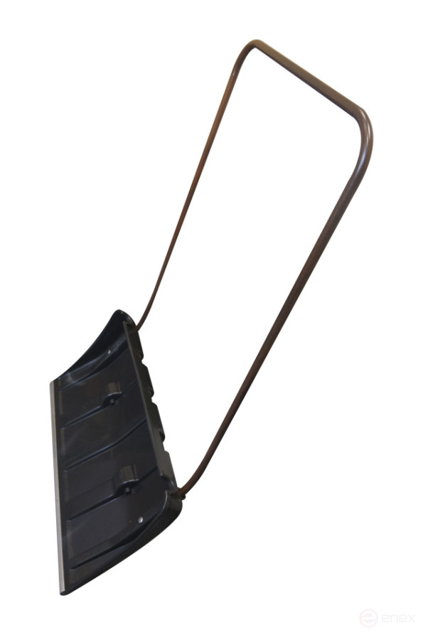 Движок для снега на колёсиках с алюминиевой планкой с металлической ручкой, полипропилен вторичный черный морозостойкий