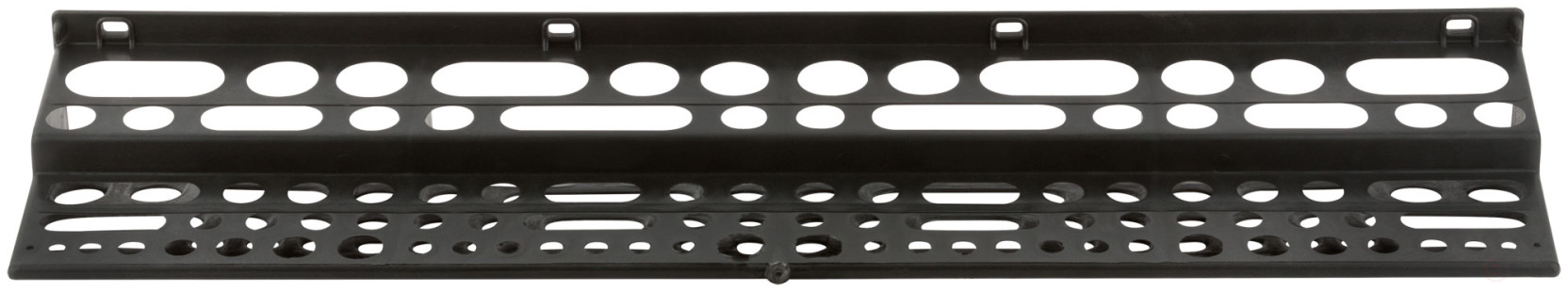 Black plastic tool shelf, 96 holes, 610x150 mm