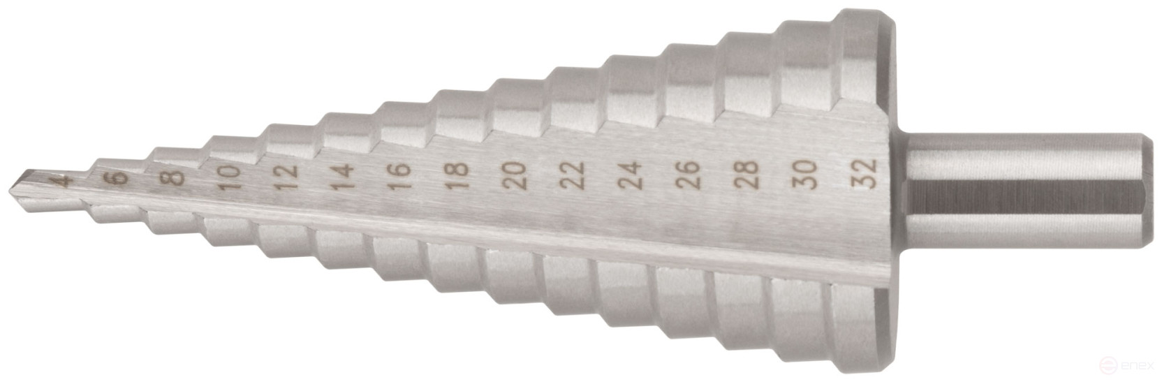 HSS step drill for metal, 15 steps, 4-32 mm