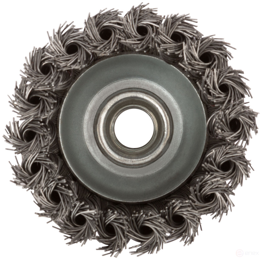 Корщетка чашечная, гайка М14, стальная витая проволока 75 мм