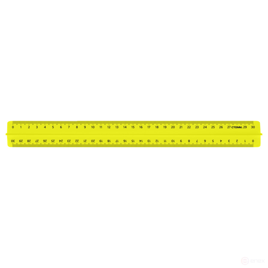 Линейка 30см СТАММ, пластиковая, с держателем, прозрачная, неоновые цвета, ассорти