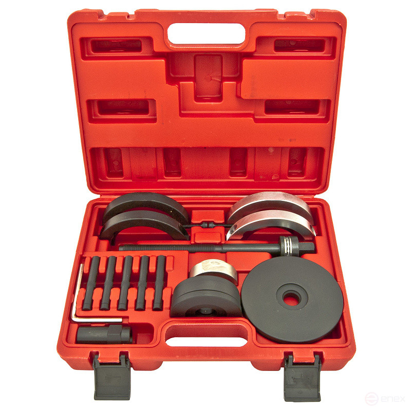 Съемник ступичных подшипников ER-86835 в комплекте с оправками VW Transporter (T5), Touareg, Multivan (85мм), в кейсе ЭВРИКА /1