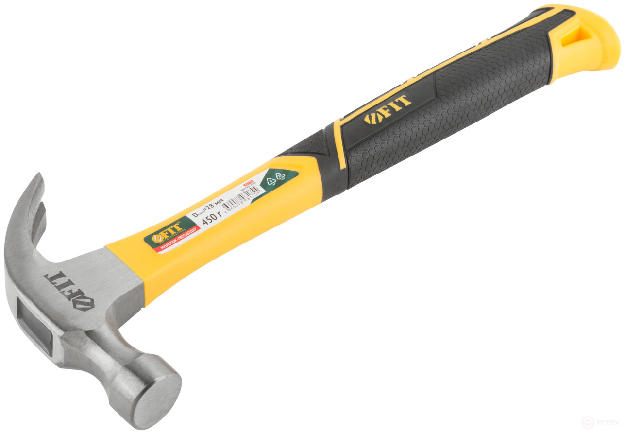 Молоток-гвоздодер, фиберглассовая усиленная ручка, Профи 28 мм, 450 гр.