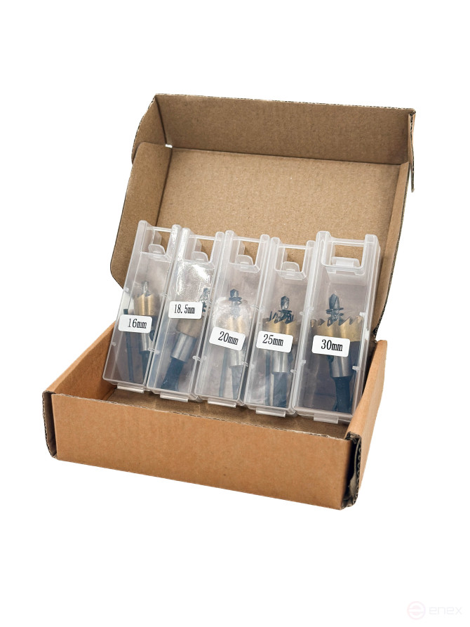 Set of cylindrical HSS metal crowns Skole (16-18.5-20-25-30) 5 pcs/pack K17-163005