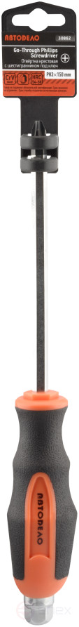 Phillips screwdriver "Avtodor" PH3x150mm through-hole with hexagon wrench 30862