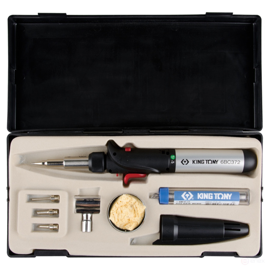 Gas burner, soldering iron, with a set of replaceable nozzles KING TONY 6BC3007