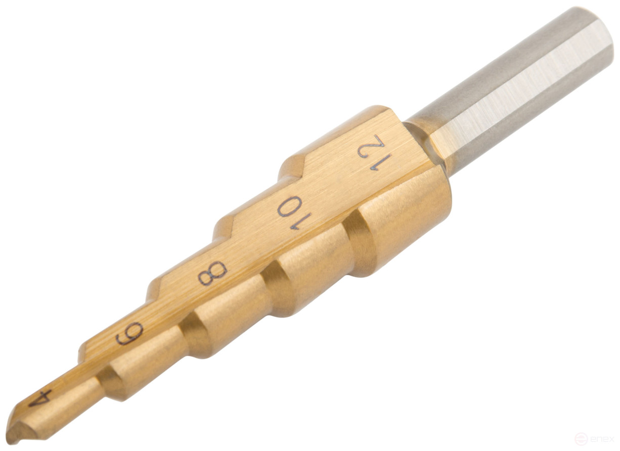 HSS step drill for metal, 5 steps, 4-12 mm