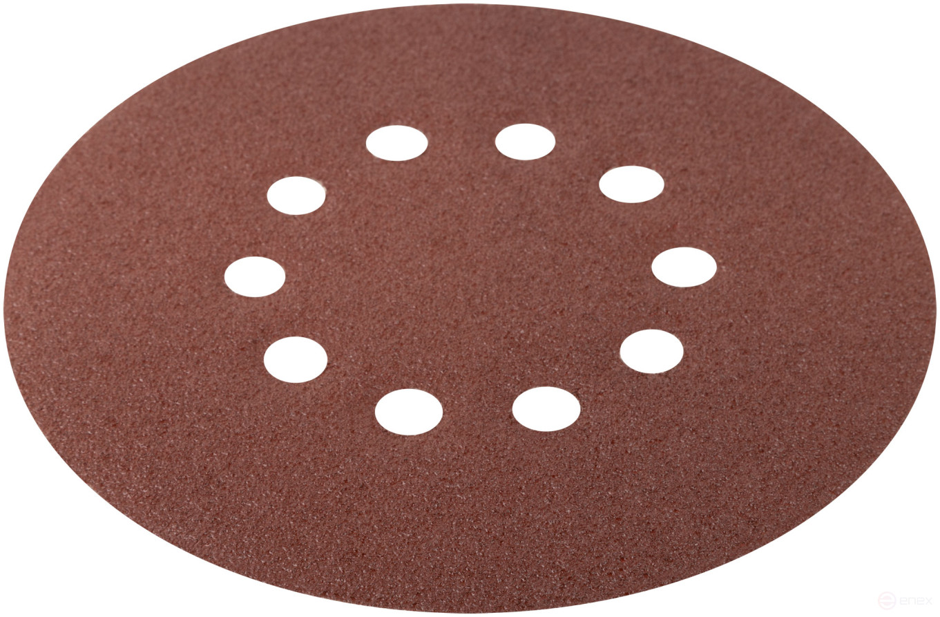 Круги шлифовальные с отверстиями (липучка), алюминий-оксидные, 225 мм, 5 шт. Р 36