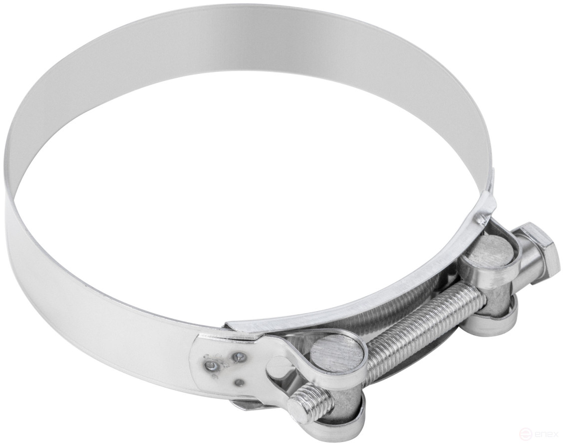 The clamp is a crimping power hinge, stainless steel.steel 131-139 mm