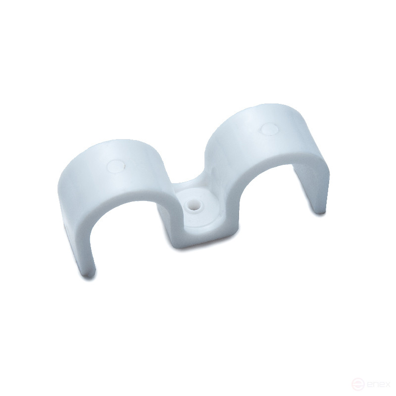 Fasteners-bracket for plumbing pipes for mounting guns (20 mm, white, double-sided, 40 pcs/pack)