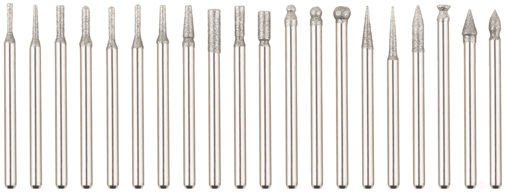 Шарошки, усиленная сталь с алмазным напылением, штифт диам. 3 мм, 20 шт.