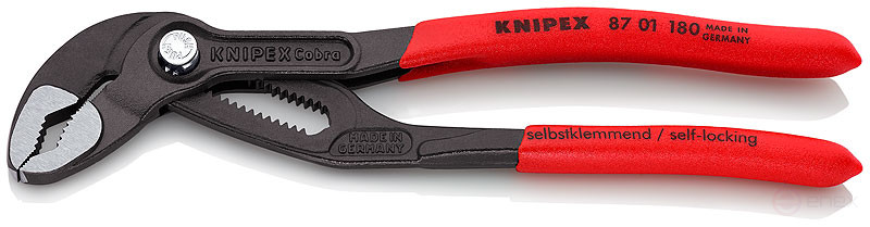 KNIPEX COBRA® клещи переставные с фиксатором, 42 мм (1 1/2"), под ключ 36 мм, L-180 мм, серые, 1-к ручки
