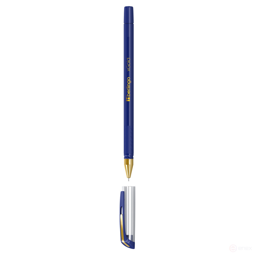 Berlingo ballpoint pen "XGold" blue, 0.7 mm, needle rod, grip, package