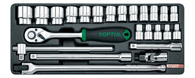 Набор головок и аксессуаров 1/2" 6-32 мм, 24 предмета, в ложементе TOPTUL GCAT2402