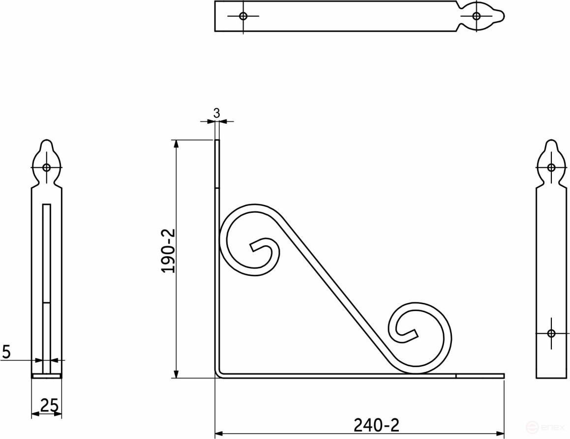 Shelf holder meth. MELODY 190*240, black AKS