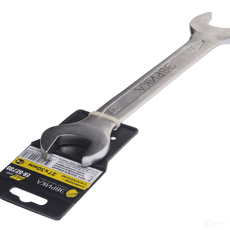 Ключ рожковый 27x30мм ER-52730 (Chrome vanadium) на держателе PRO ЭВРИКА 1/10/30