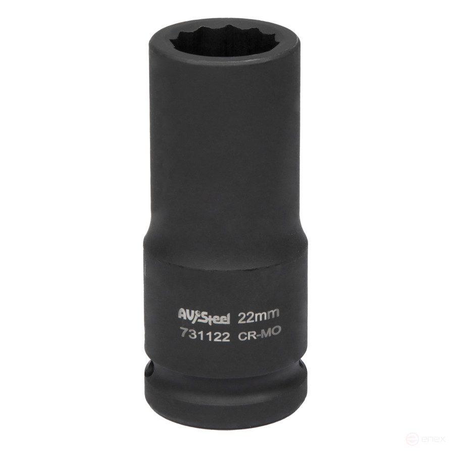 Головка ударная 3/4" двенадцатигранная удлиненная 22мм "AV Steel" AV-731122