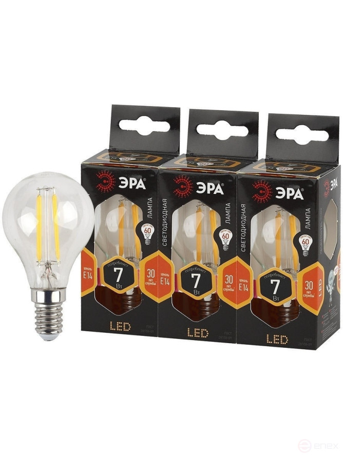 LED ERA Lamp F-LED P45-7W-827-E14 7W Filament Ball Warm White Light E14