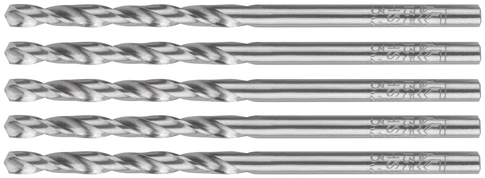 HSS ground metal drills, 135° sharpening angle, 3.2 x 65 mm (5 pcs.)