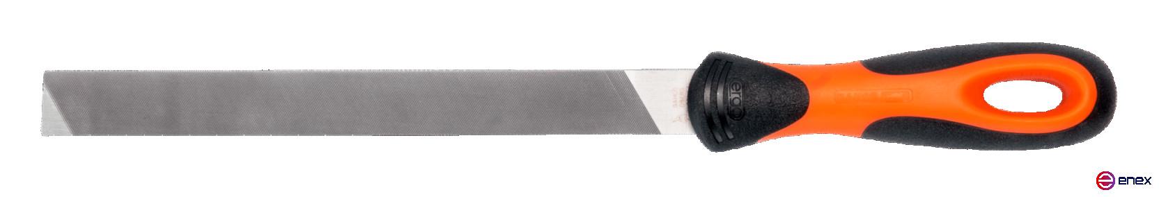 Напильник плоский с закругленной кромкой с рукояткой ERGO 200 мм, насечка личная