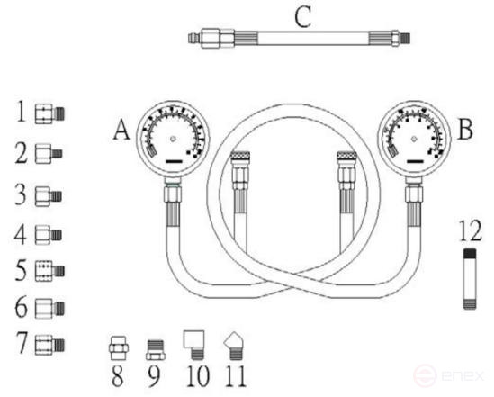 Тестер давления масла КПП с двумя манометрами в кейсе JTC