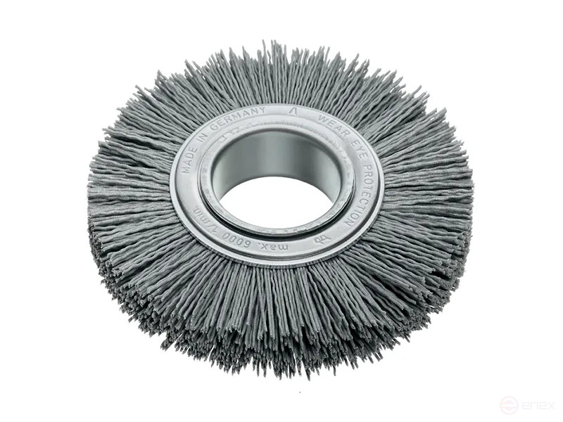 Щетка цилиндрическая гофрированная, Д150 мм, ширина 20 мм, нейлон абразив SIC K 180/1,0 мм, набор адаптеров - сет 3