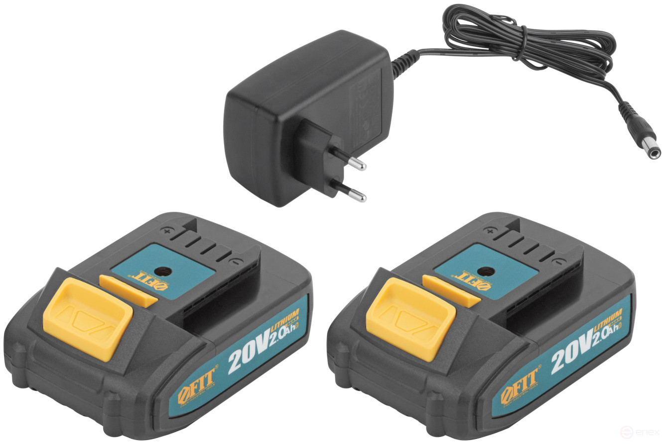 Acc power drill. 20 V; 0-400/1400 rpm; 40 Nm; 2 (Li-Ion) 2.0 Ah; 1.25 h.; Res. tilt; case