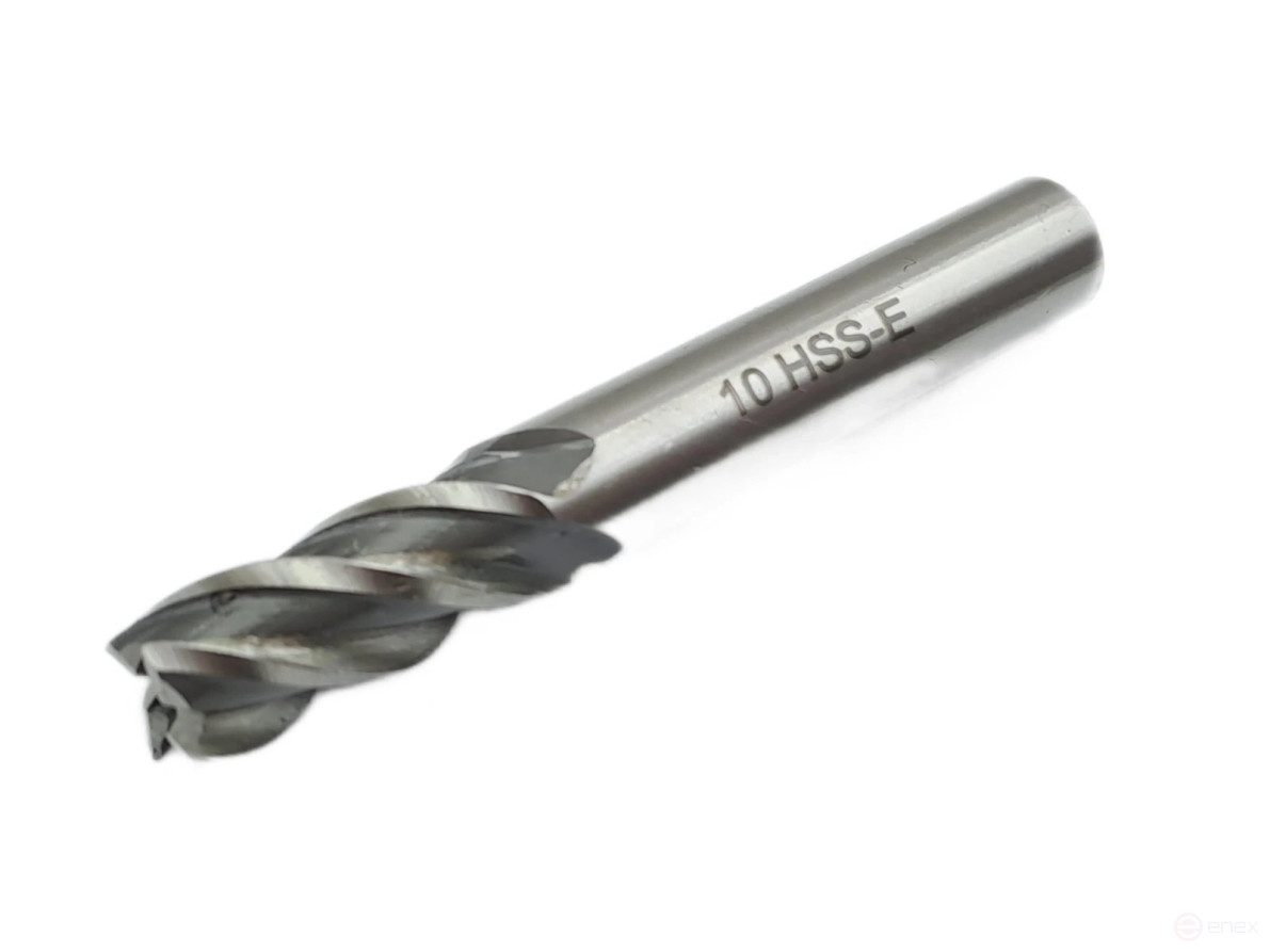 End mill with cylindrical shank f 10x22x72 mm z=4 P6M5K5 TORNERI T020860