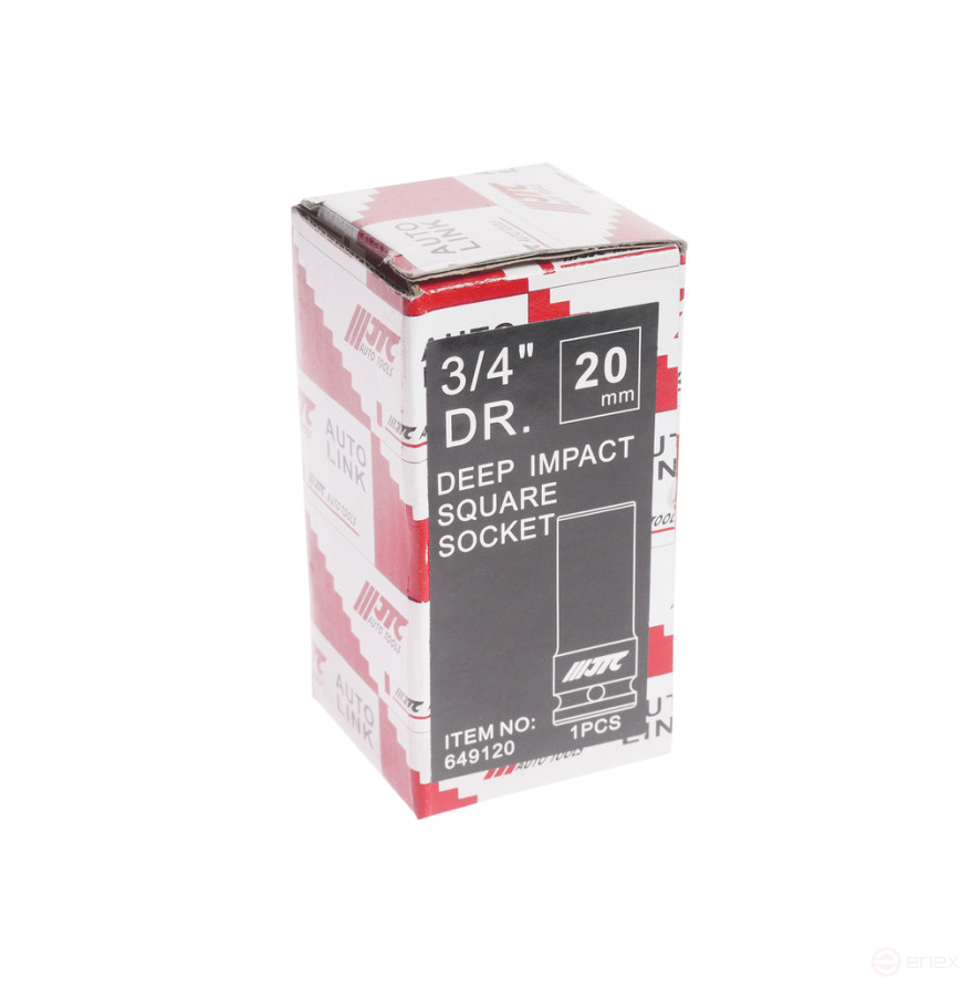 Головка торцевая 3/4" 20мм 4-х гранная (квадрат) ударная глубокая L=90мм JTC