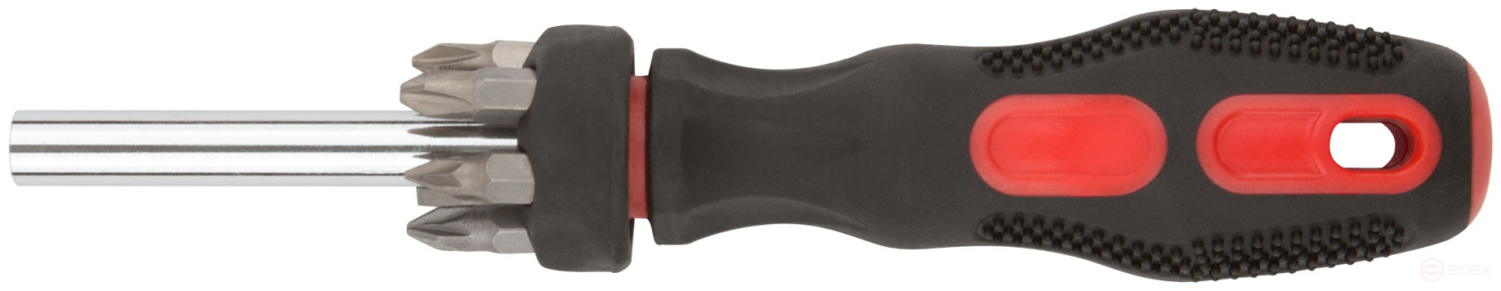 Screwdriver 6 CrV bits, rubberized handle with anti-slip coating