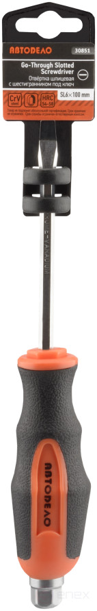 Slotted screwdriver "Avtodor" 6x100mm through with a hexagon wrench 30851