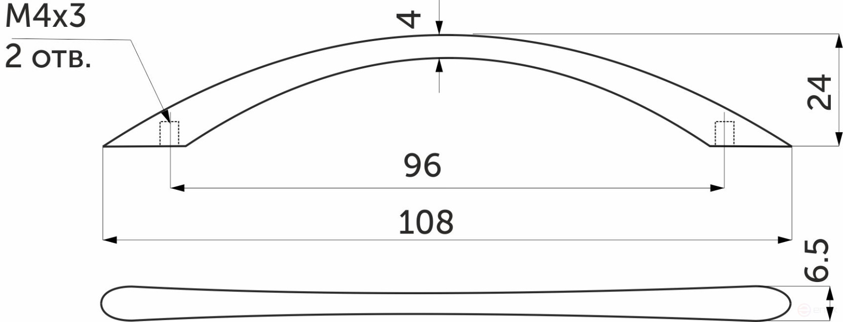 Handle meb. bracket met. UP82 96 chrome ACS