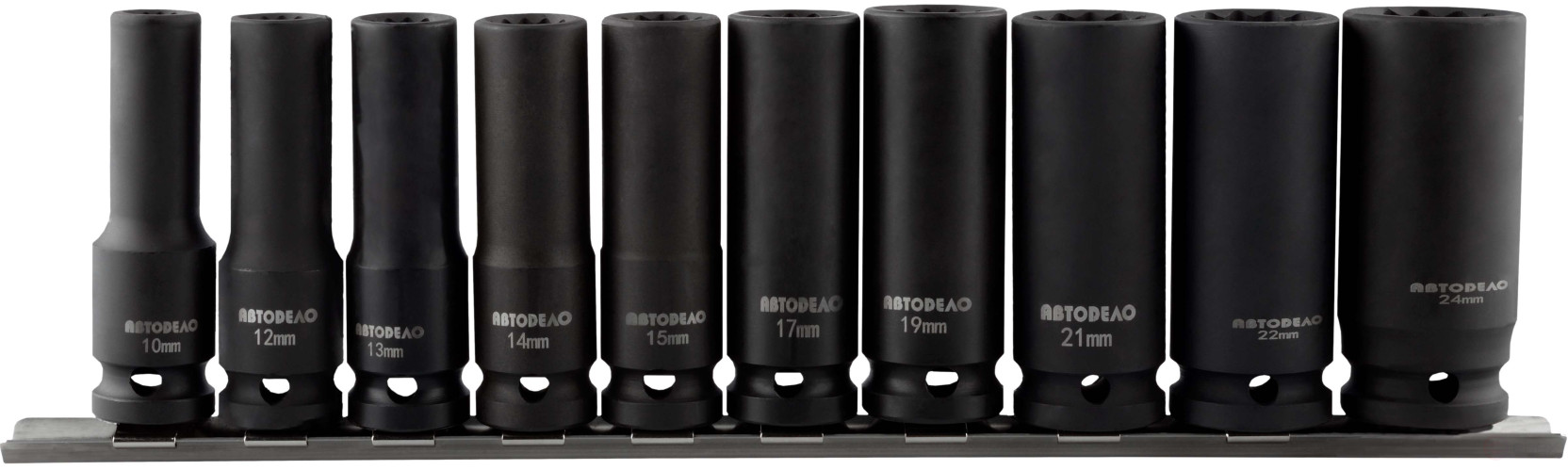 Набор головок ударных 1/2" 10-24 мм (10пр.;12PT; L-78mm; планка) АвтоDело (39812)