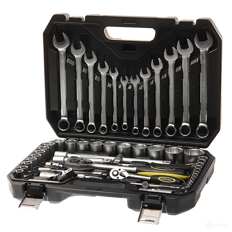 Набор инструмента ER-80061 1/4"&1/2"DR 6-гранный 61 предмет ЭВРИКА 1/3