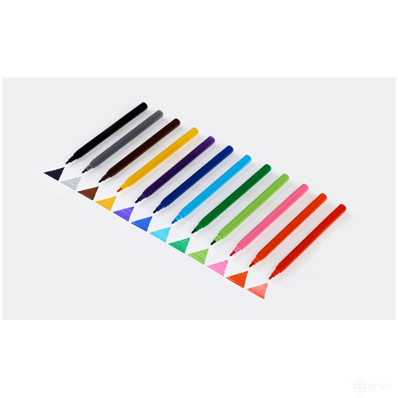 Фломастеры СТАММ "Яблоко", 12цв., смываемые, пластик. пенал, европодвес