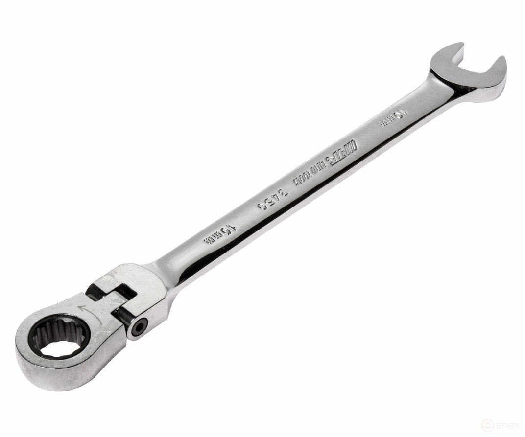 Ключ комбинированный 10х10мм трещоточный шарнирный JTC