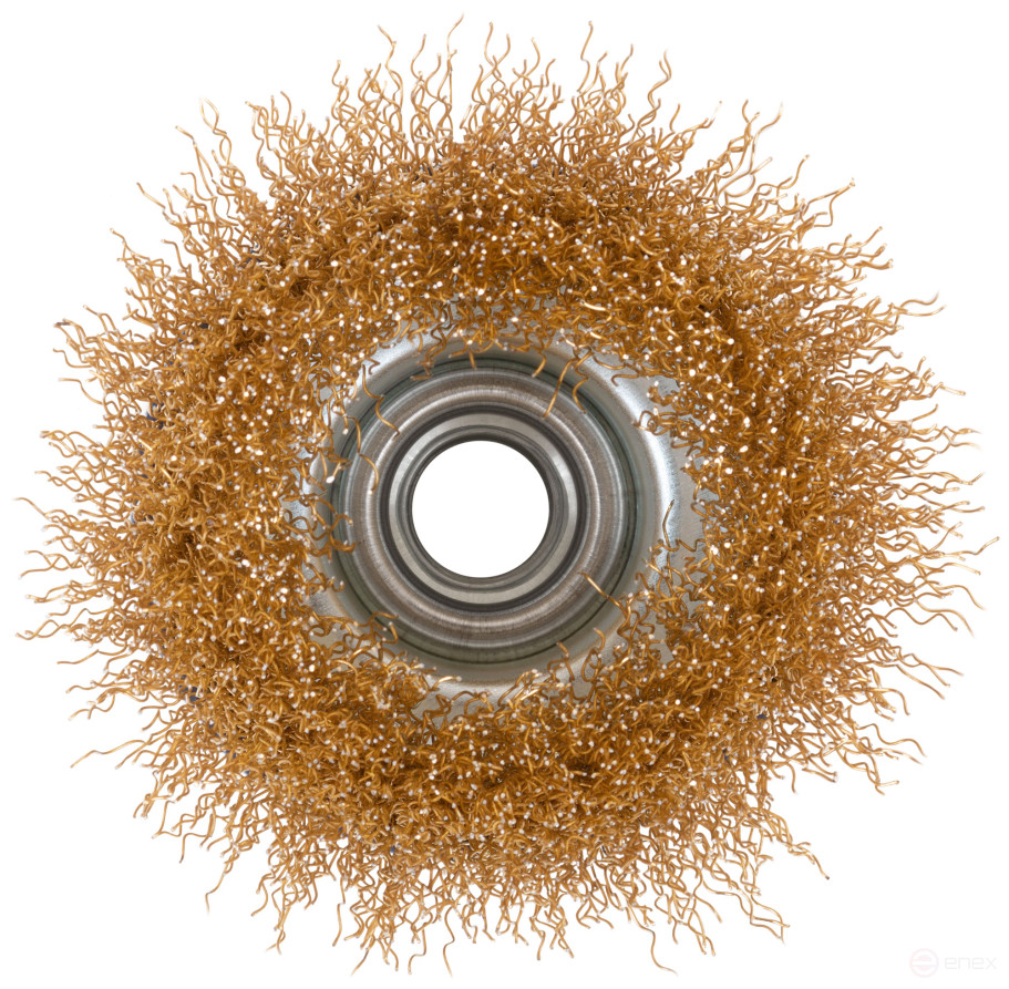 Щетка для УШМ, М14, тип "Чашка", латун. витая проволока 0,3 мм, 75 мм, блистер, CUTOP Profi