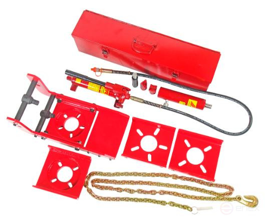 Hydraulic rack straightening device in the JTC case