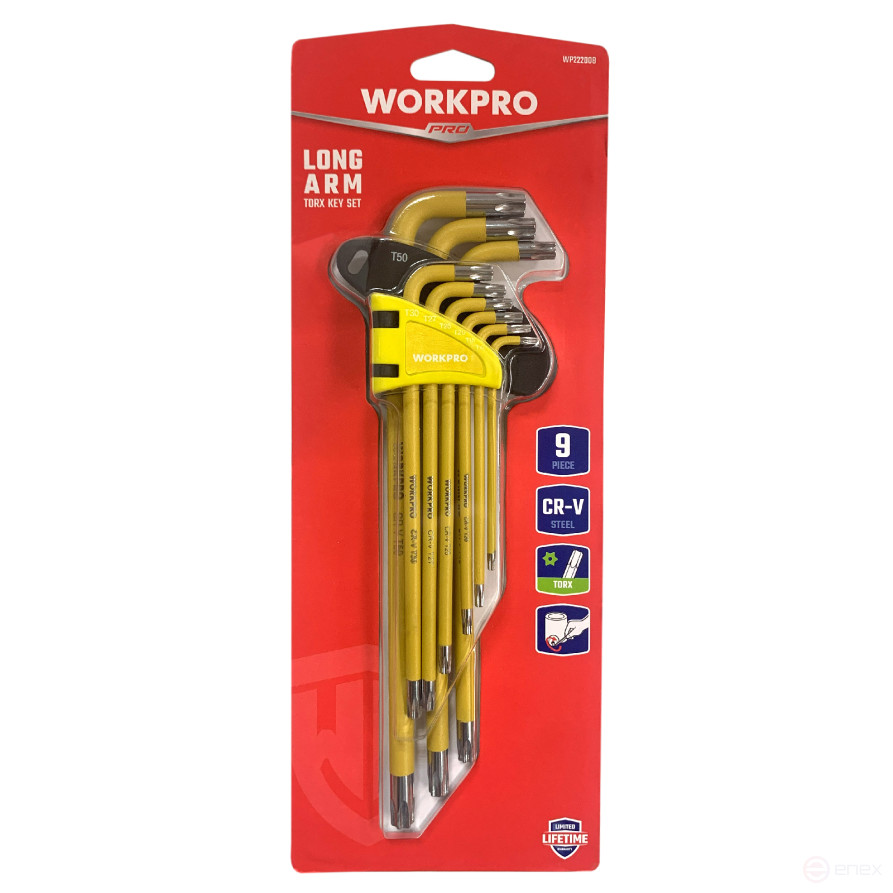 6-sided TORX Long 9pcs Keys in Holder WP222008 WORKPRO