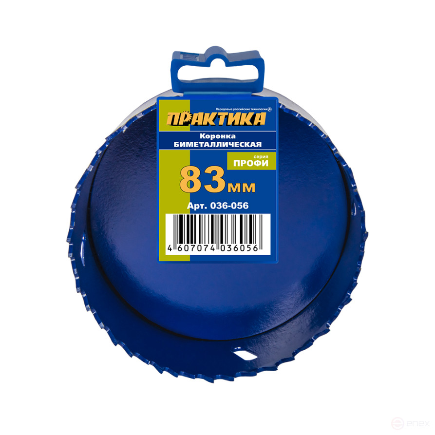 Коронка биметаллическая ПРАКТИКА 83 мм (1шт), клипса (036-056)