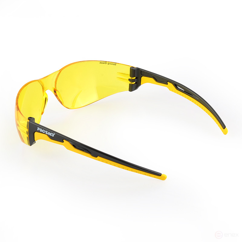 Очки защитные открытые О15 HAMMER ACTIVE Strong Glass (2-1,2 PC) с желтым (янтарным) светофильтром