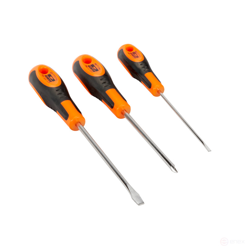 A set of slotted /Phillips screwdrivers with a rubber handle, 3 pcs
