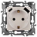 Розетка ЭРА Серия 12 12-4108-15 2P+E 16A-250В со шторками с USB type-A+C 5В-3А перламутр