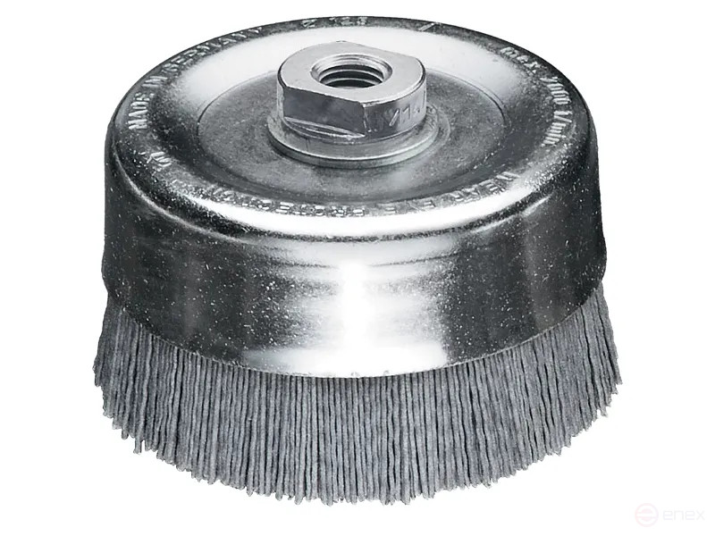 Corrugated cup brush, D110 mm, M14 fit, nylon abrasive SIC K 180/1,00 mm