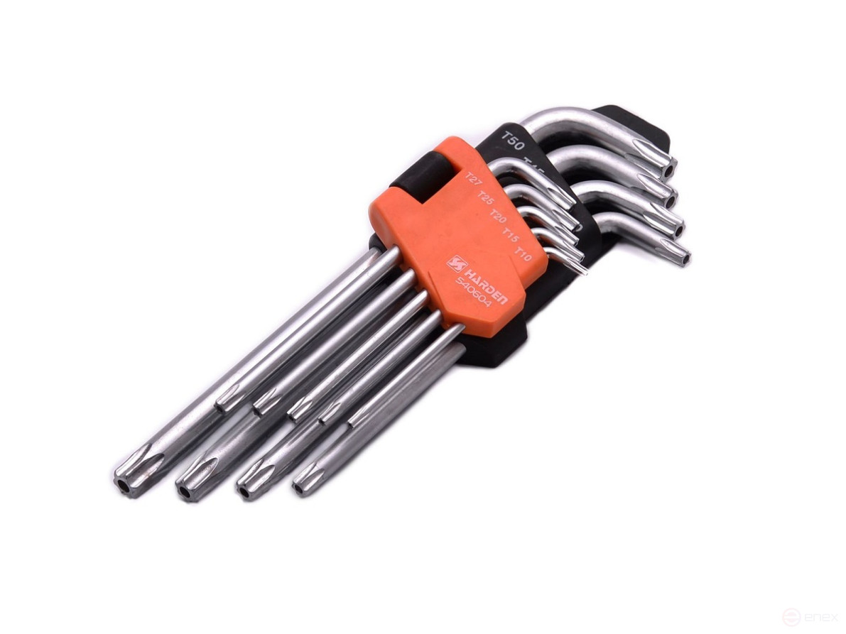 Набор ключей имбусовых TORX, 18 см., CrV, 9 шт.// HARDEN