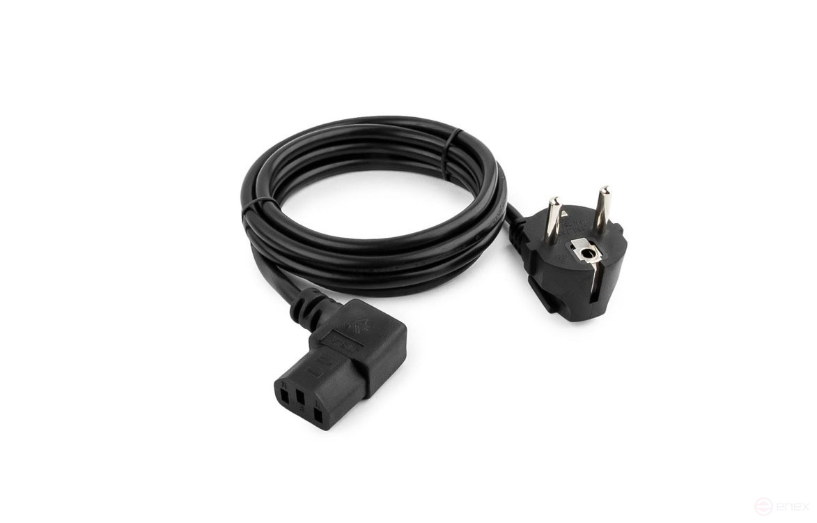 Кабель питания RIPO 1.8м, Schuko-Г-образный штекерC13 (3*0.75 mm2) 10A, черн., угл. вилка, с заземлением